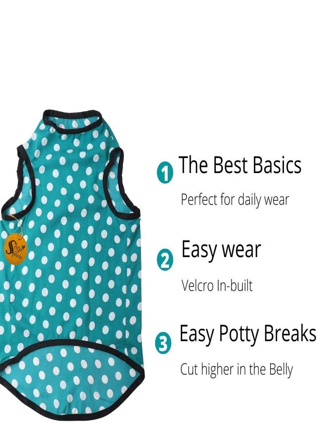 سايج سكوير تيشيرت للكلاب مطبوع عليه رسومات مربعة مميزة، تيشيرت رائج للكلاب، فائق النعومة وخفيف الوزن، ملابس مريحة وجيدة التهوية للكلاب، زي عصري (مقاس كبير جدًا - 24 بوصة) (أزرق سماوي منقط) - Image 5